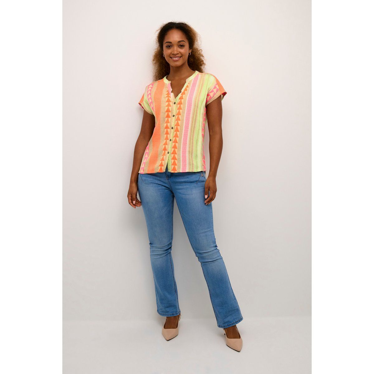 Kurzarm-Bluse Loose fit multicolour