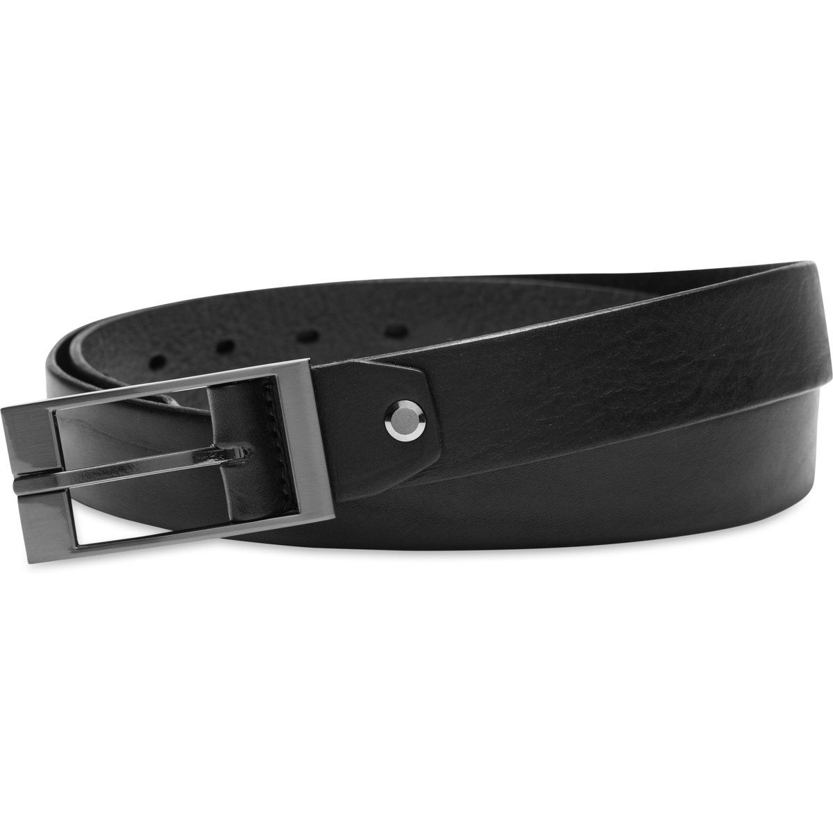 Schwarzer Ledergürtel mit Metallschnalle
