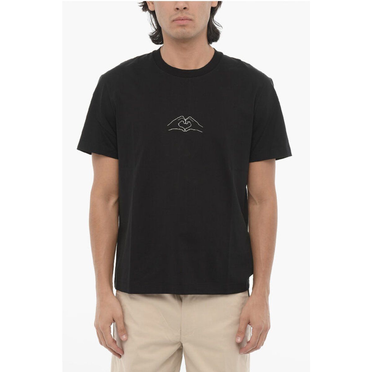 Baumwoll-Rundhals-T-Shirt mit Print