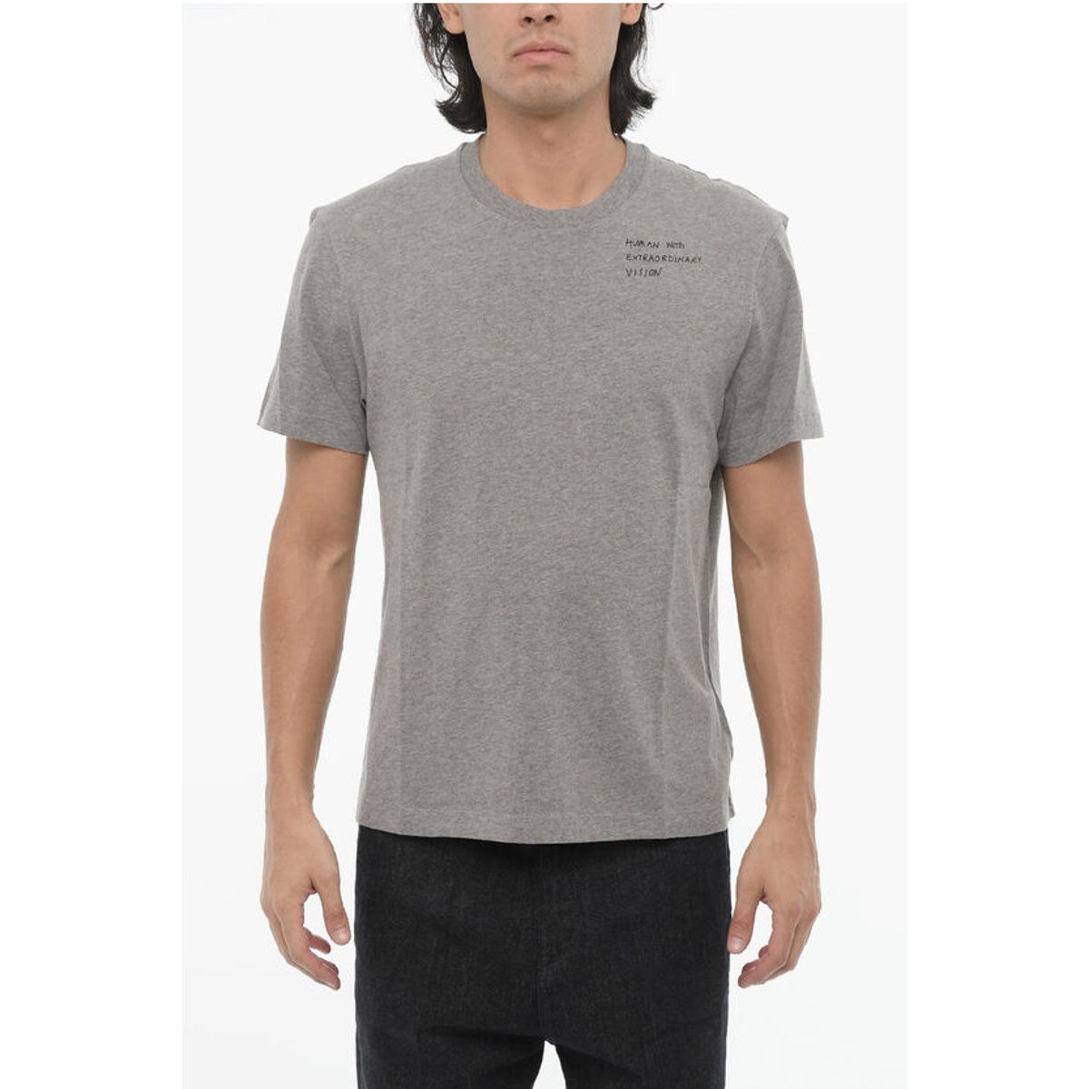 Graues Slim Fit T-Shirt mit Rundhalsausschnitt