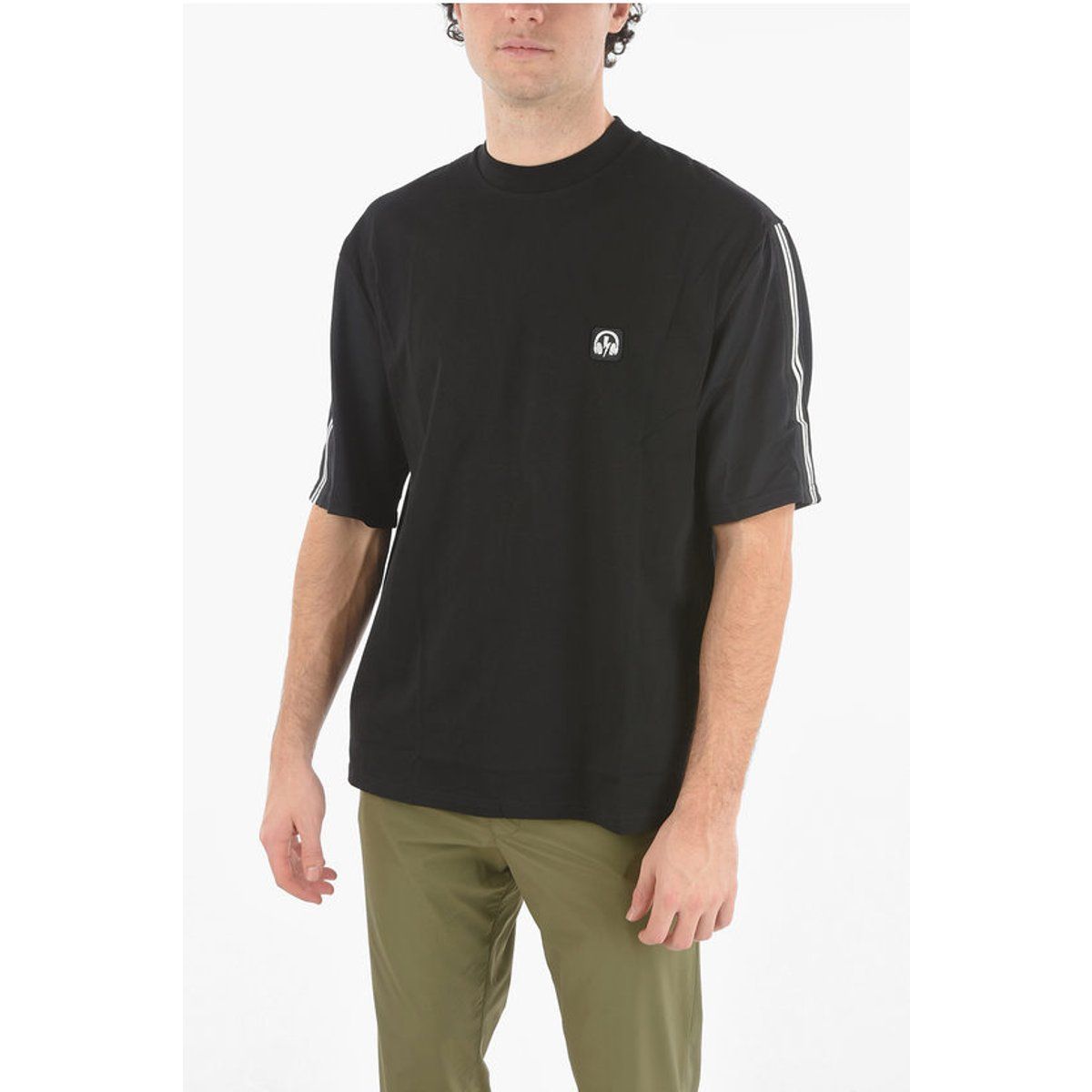 Herren Schwarzes Music Bolt Varsity T-Shirt