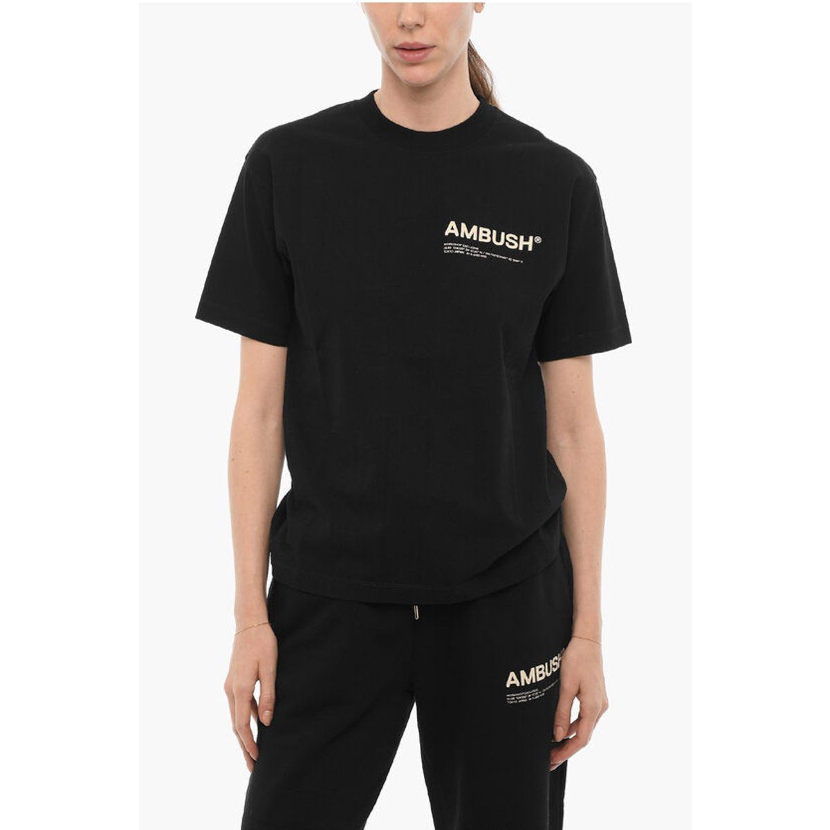 Schwarzes Kurzarm-T-Shirt mit Logo
