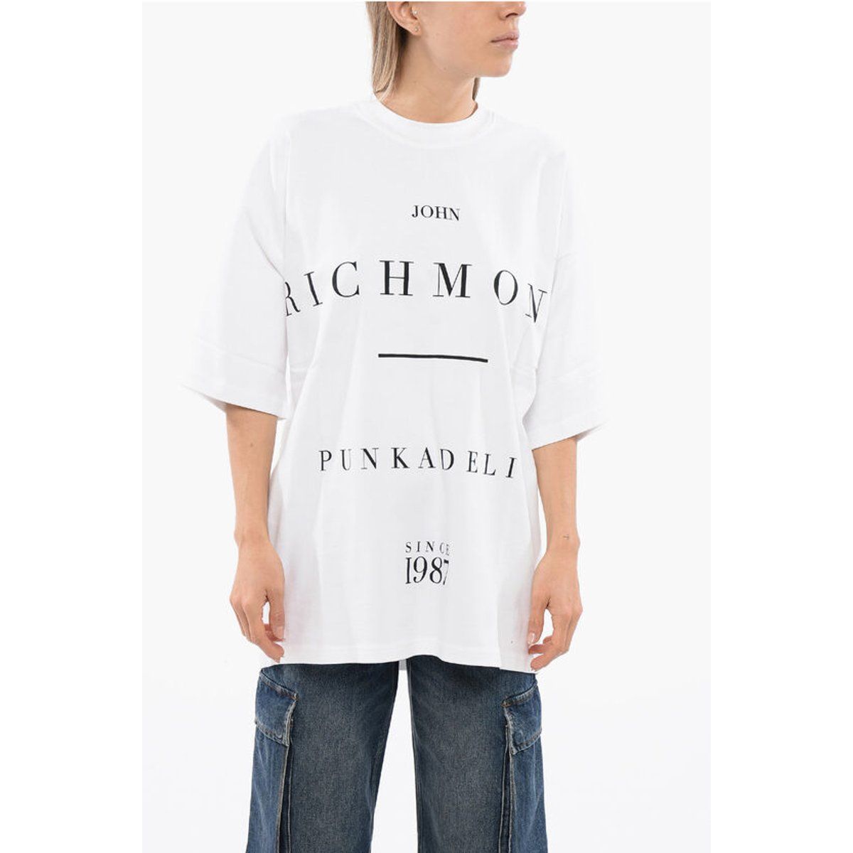 Weißes Oversize-T-Shirt mit Logo-Print