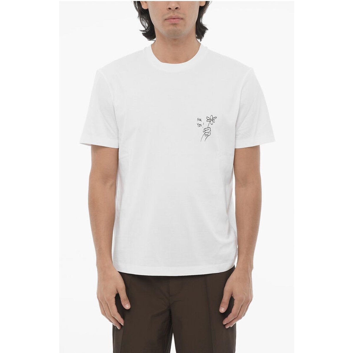 Minimalistisches Baumwoll-T-Shirt mit Grafikprint