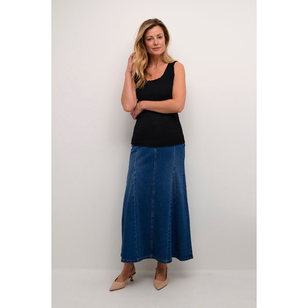 Ärmelloses, figurbetontes Stricktop