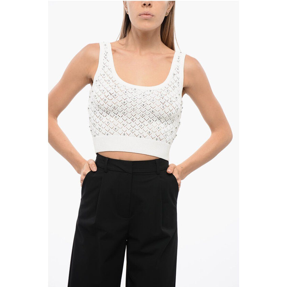Strick Tanktop mit Kristallverzierung