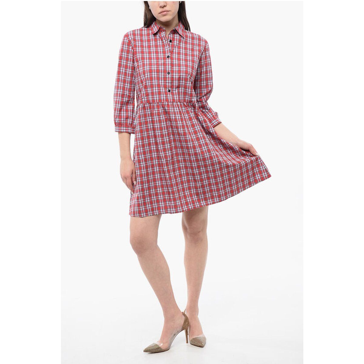 Kariertes Baumwoll-Hemdkleid