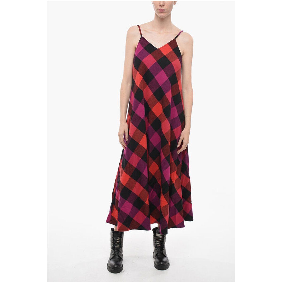 Ärmelloses Midi-Kleid mit Karomuster