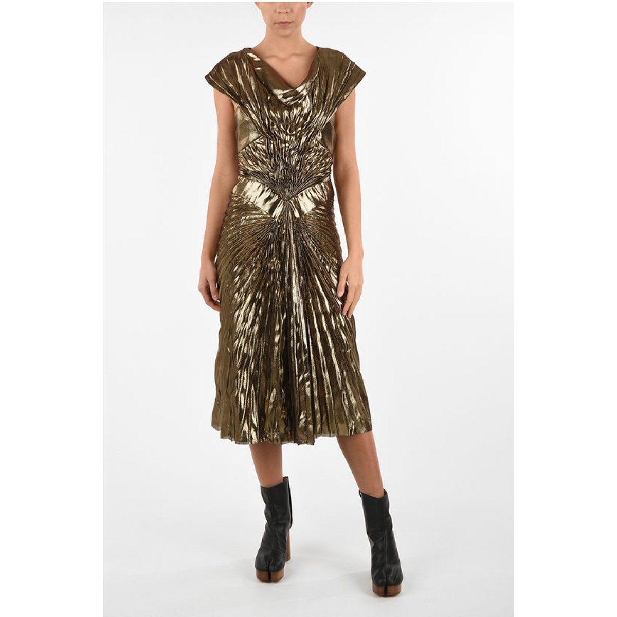 Metallisch-goldenes Empire-Kleid mit Falten