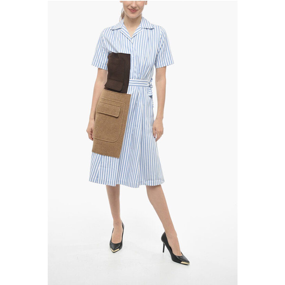 Gestreiftes Hemdkleid mit Patch-Detail