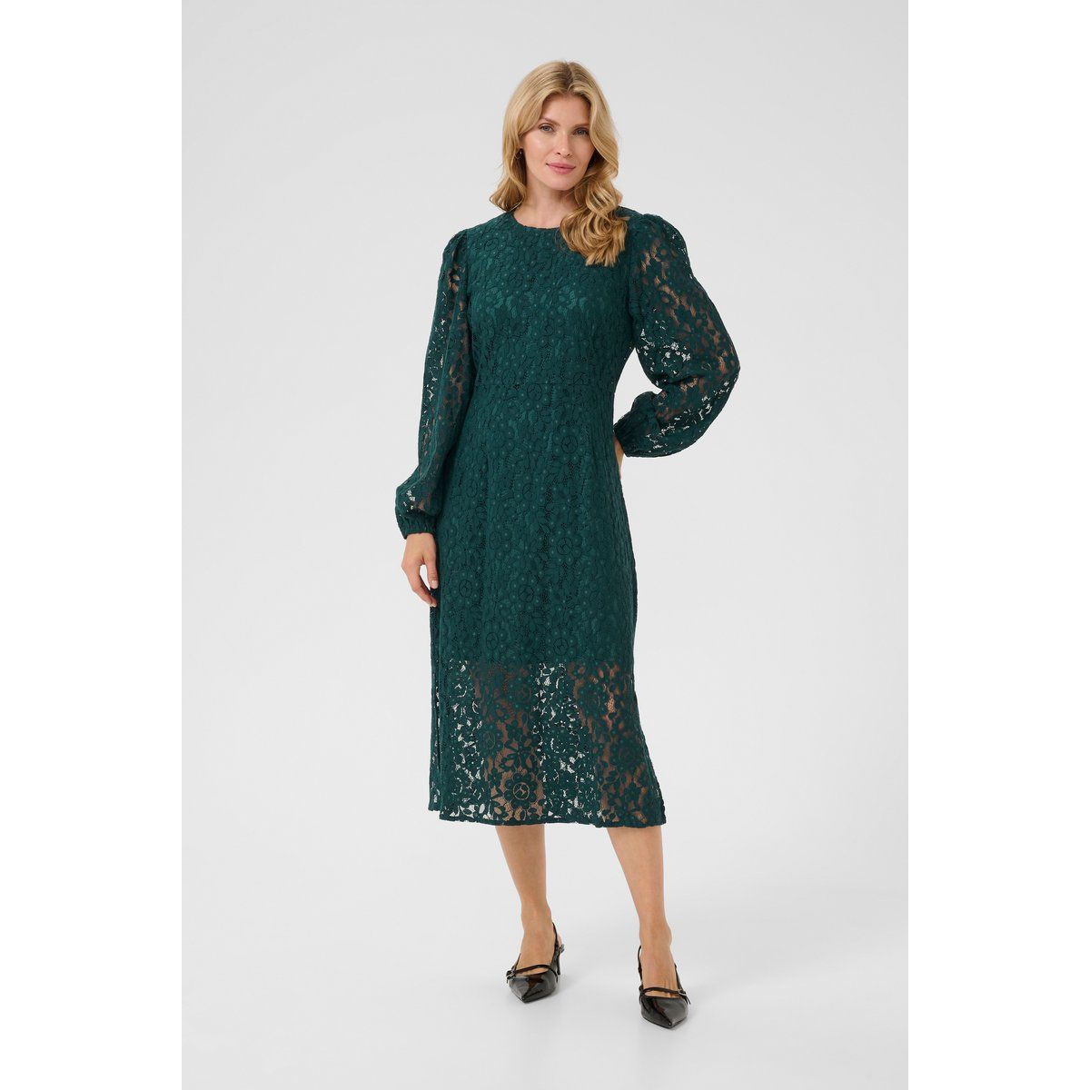 Elegantes Midikleid mit Spitze und Ärmeln
