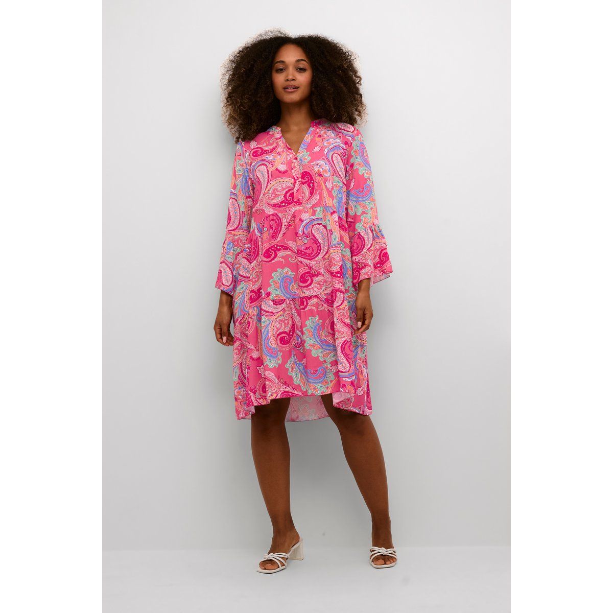 A-Linien-Kleid mit rosa Paisley-Muster