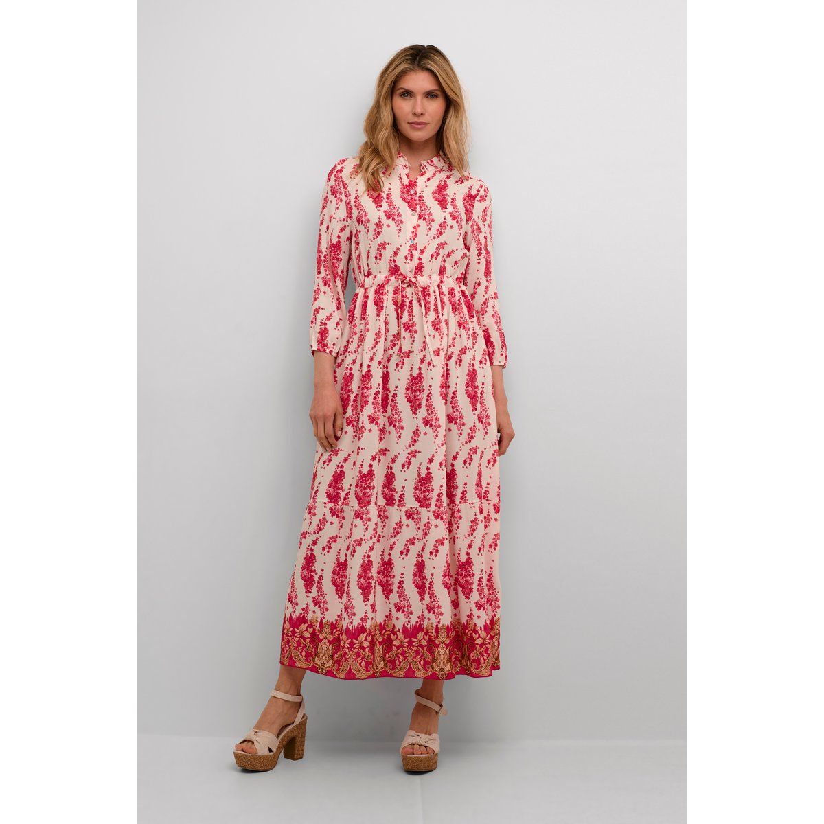 A-Linien Midikleid mit Blumenmuster