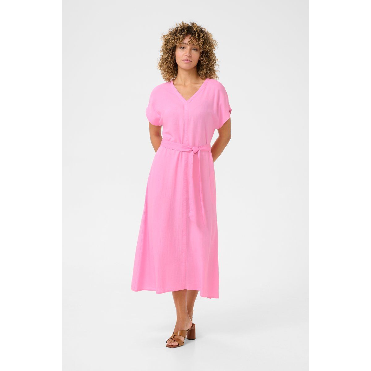 A-Linien Midikleid mit Gürtel