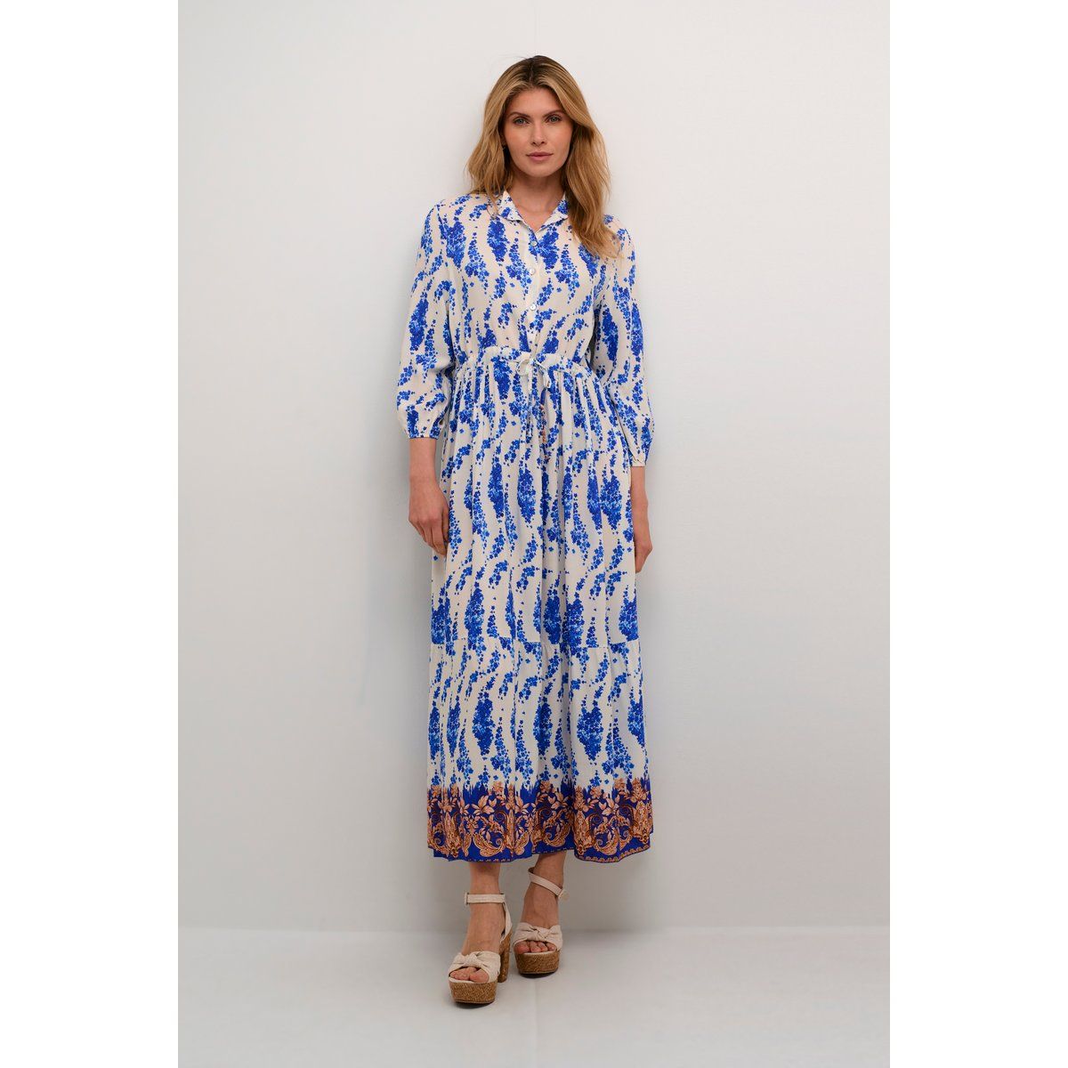 A-Linien Midikleid mit Blumendruck