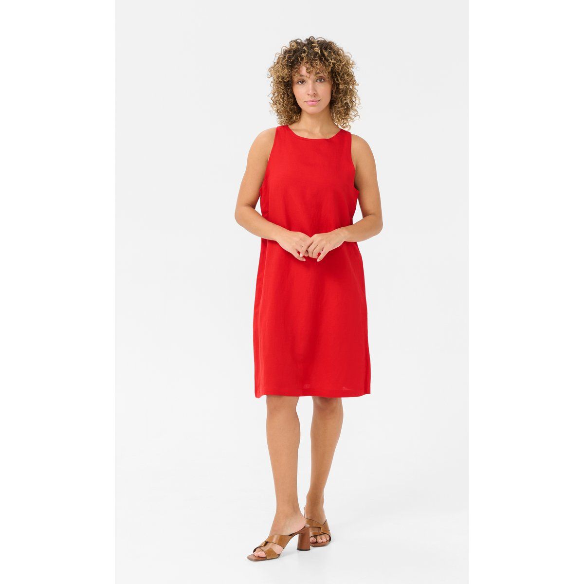 Ärmelloses A-Linien Kleid aus Leinenmischung