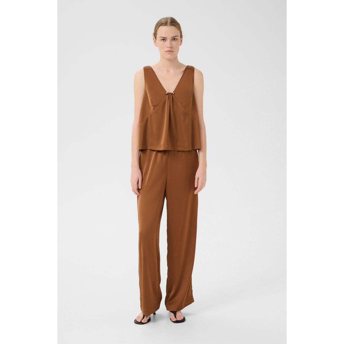 Ärmellose Bluse Loose fit brown