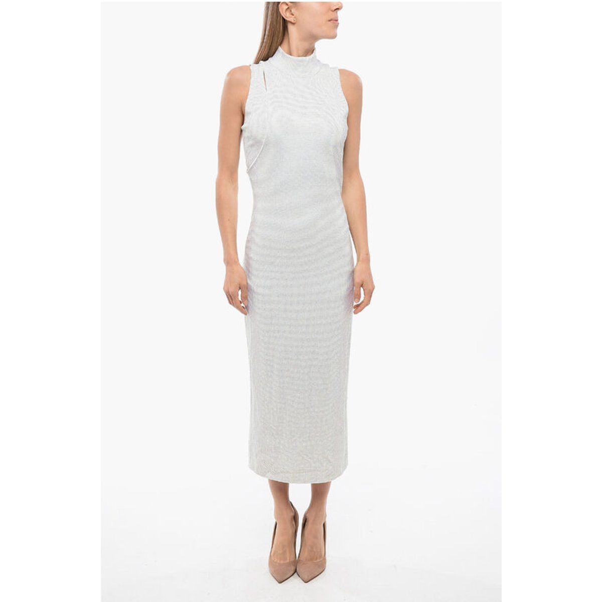 Ärmelloses Midikleid mit Stehkragen