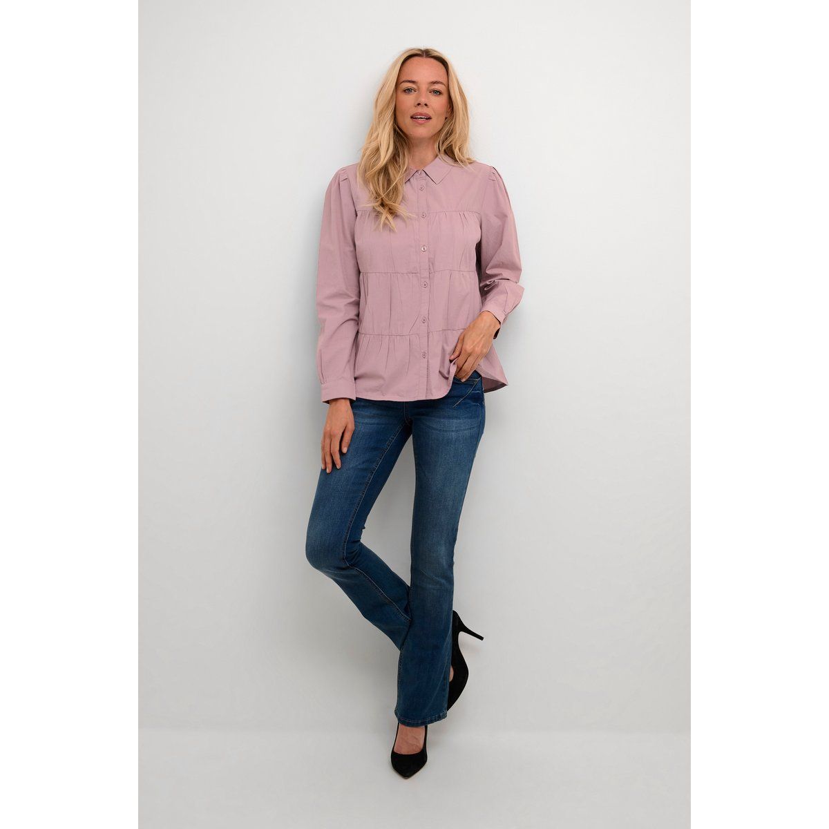 Gestufte A-Linien-Bluse aus Baumwolle