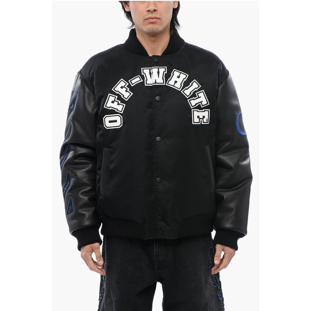 Varsity Jacke mit Lederärmeln und Logo
