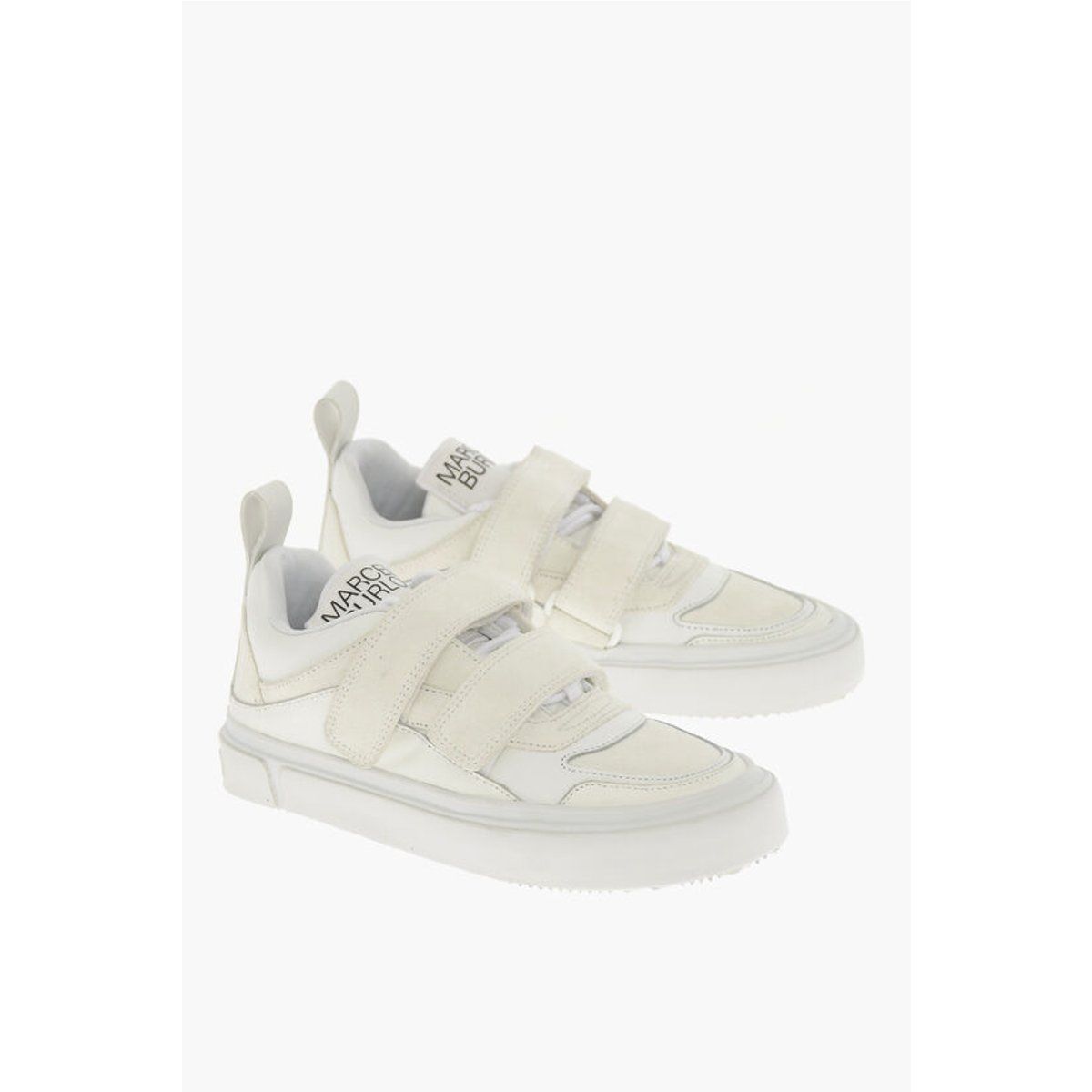 Weiße Wildleder Klettverschluss Low-Top Sneaker