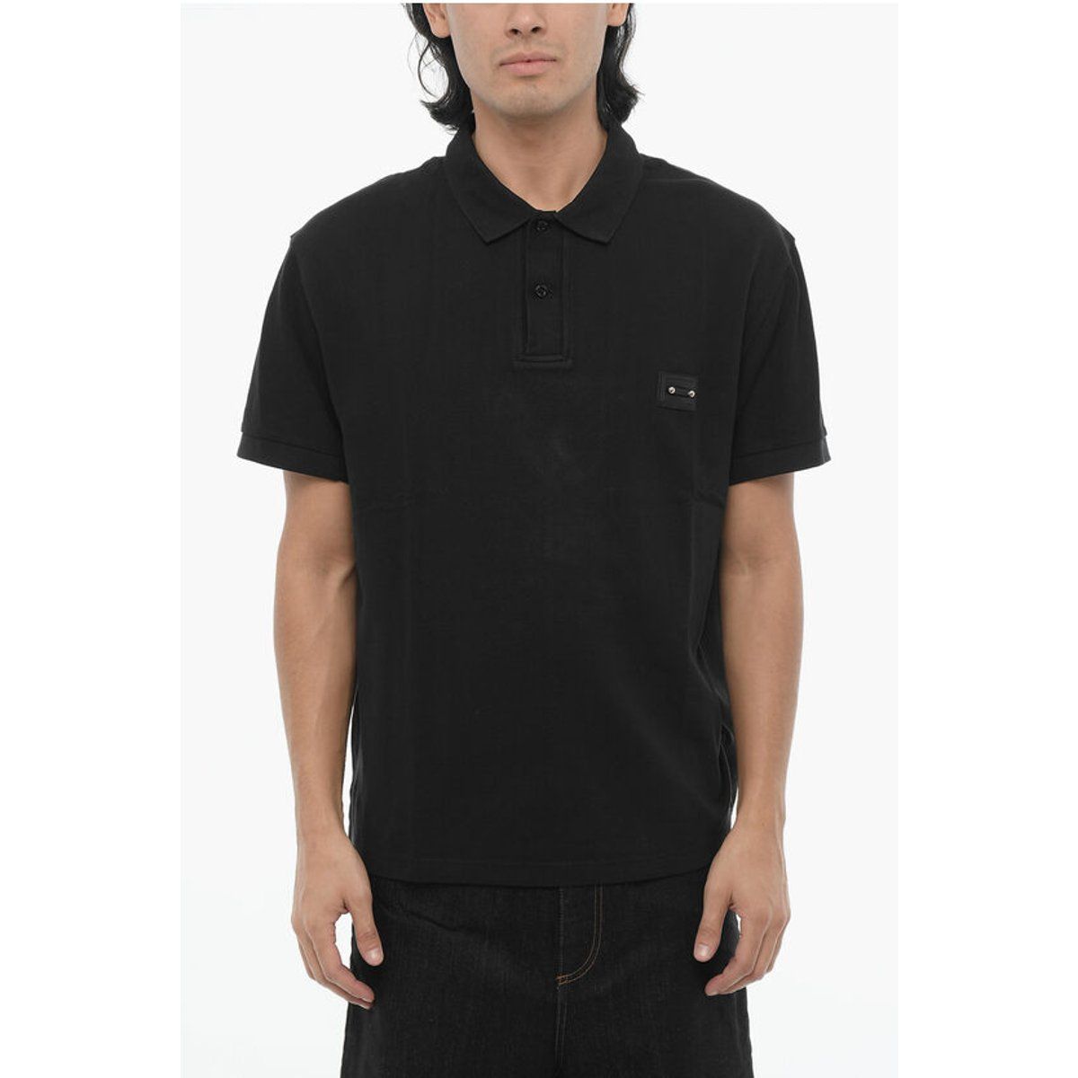 Herren Schwarzes Polohemd mit lockerer Passform