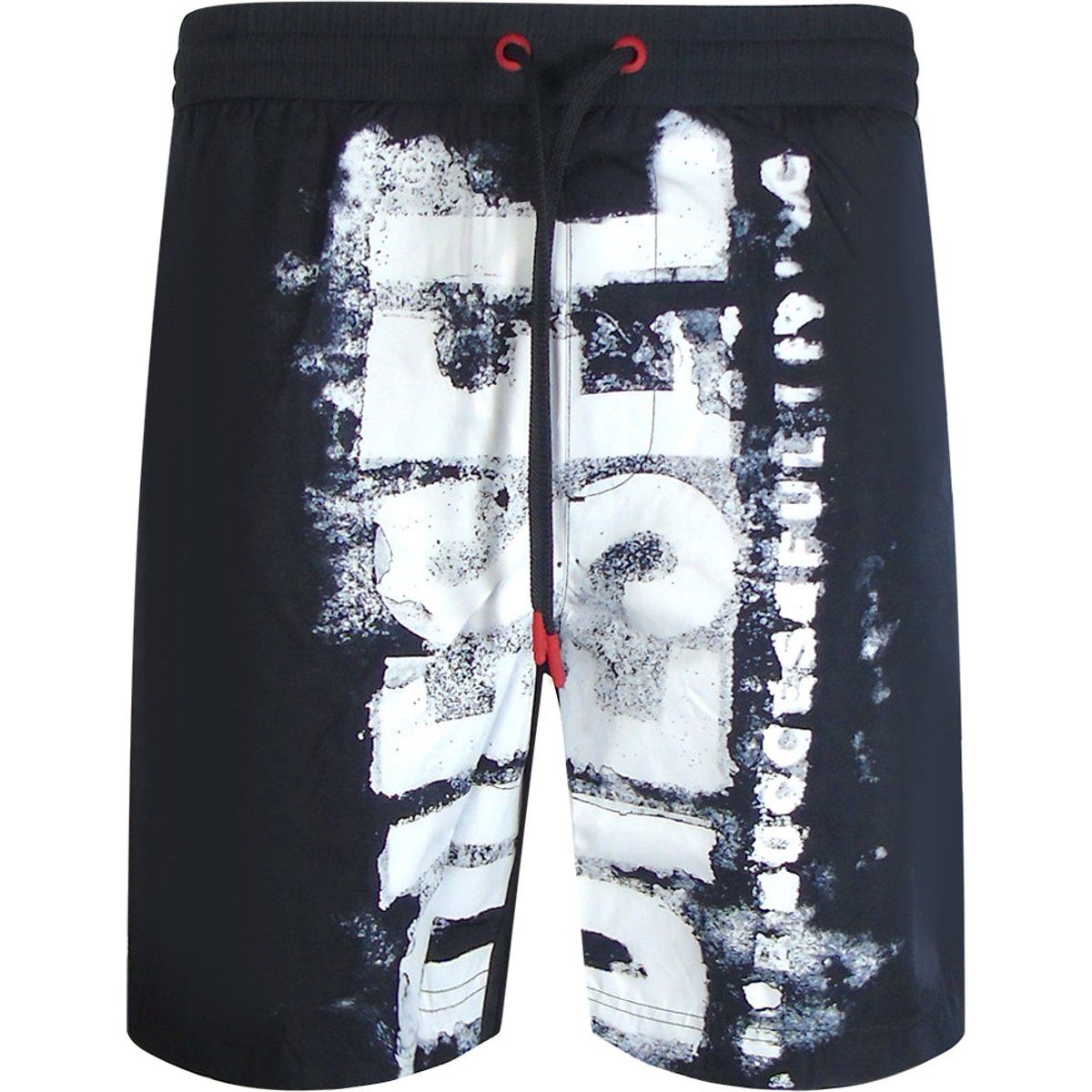 Schwarze Badeshorts mit Grafikprint