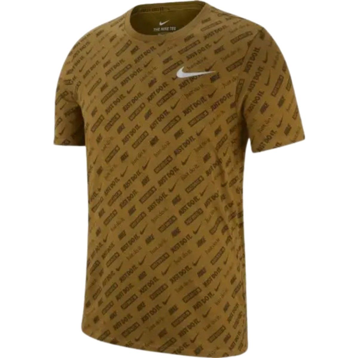 Khakigrünes T-Shirt mit Allover-Logo