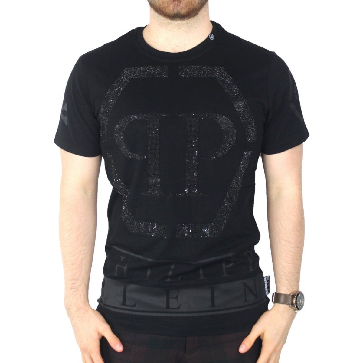 Philipp Plein Schwarzes Logo T-Shirt