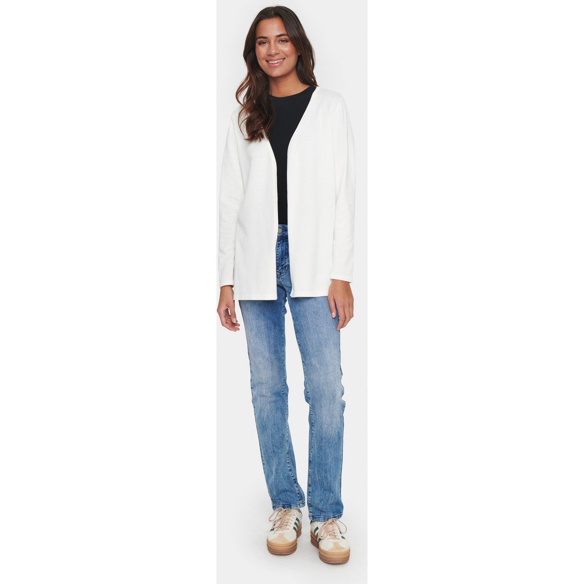 Strickjacke Gerade Passform white