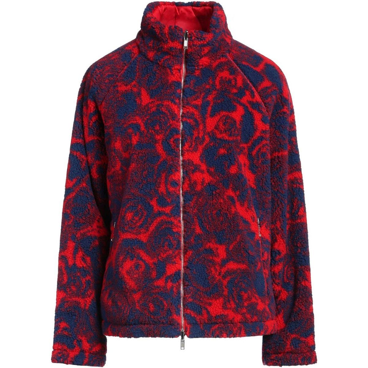 Fleecejacke mit Blumenmuster und Reißverschluss