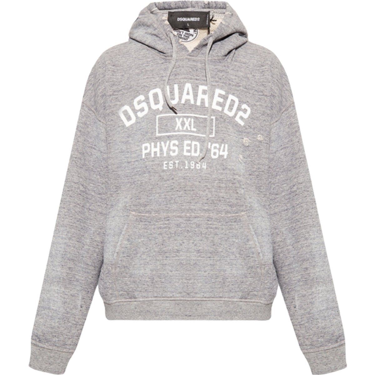 Grau melierter Hoodie mit Grafik