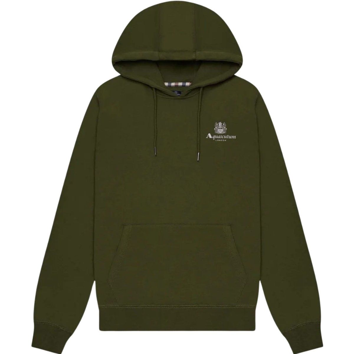 Olivgrüner Baumwoll-Hoodie mit Logo