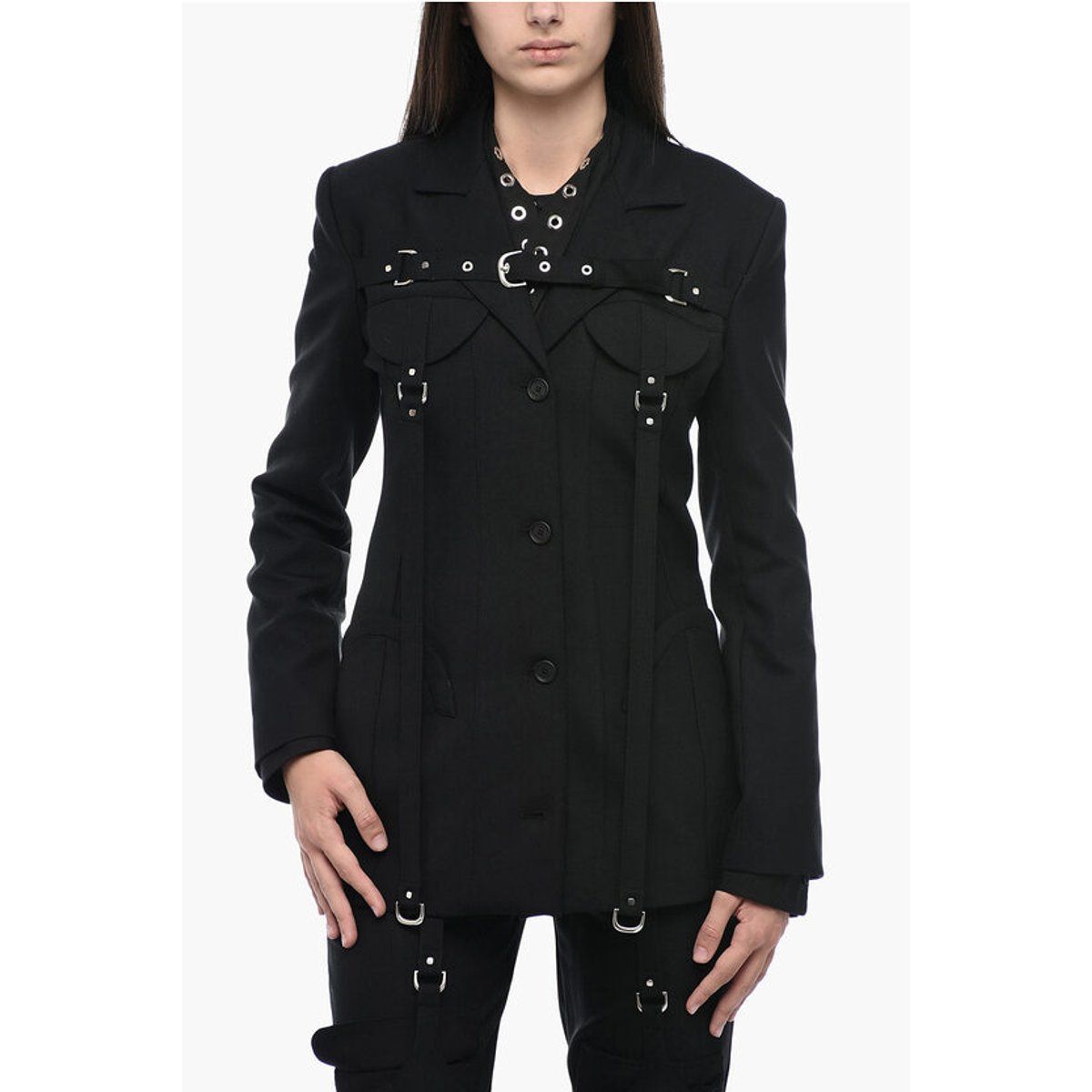 Schwarzer Blazer mit Schnallendetails