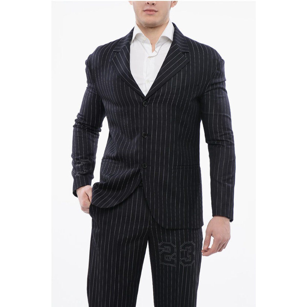 Nadelstreifen-Blazer mit Pattentaschen