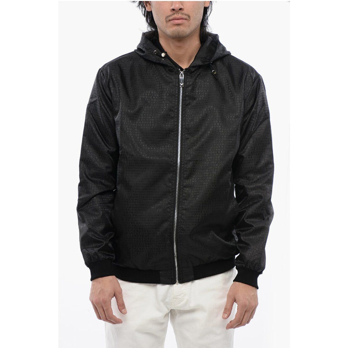 Schwarze leichte Jacke mit Logo-Print