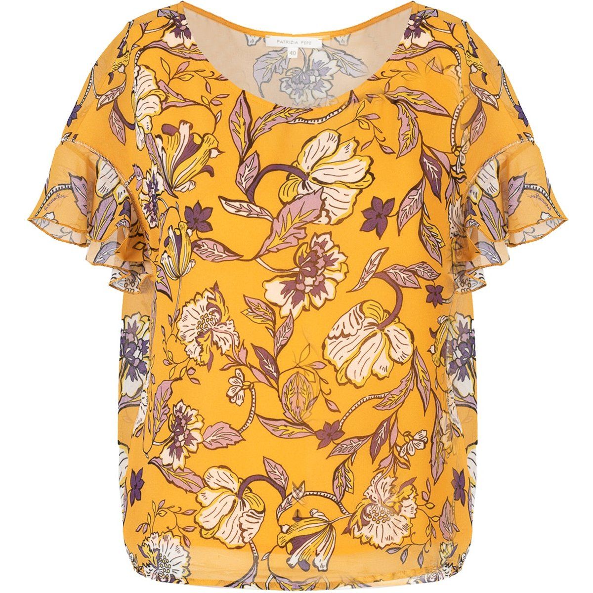 Bluse mit Blumenmuster und Rüschenärmeln