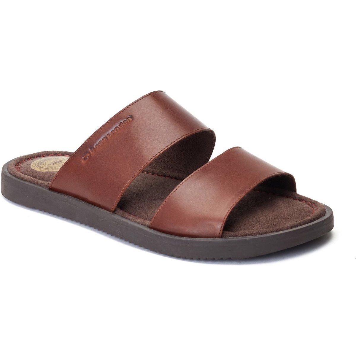 Base London Maven Herren Sandalen Aus Gebranntem Braunem Leder