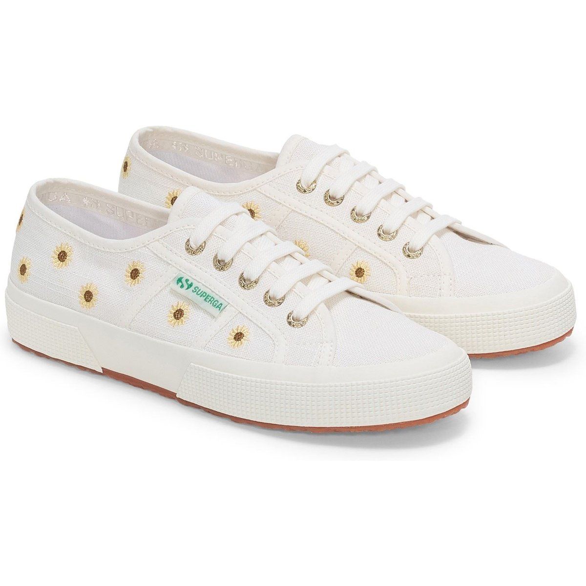 Bestickte Leinen-Sneaker mit Sonnenblumen