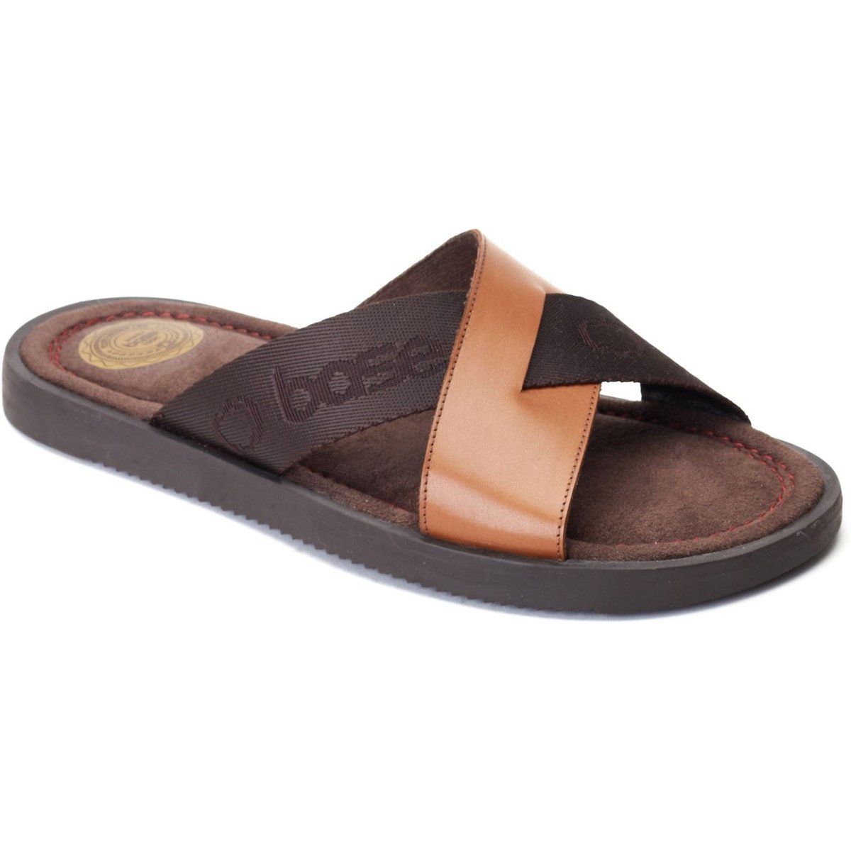 Base London Webb Leder Herren Sandalen In Verbranntem Tan