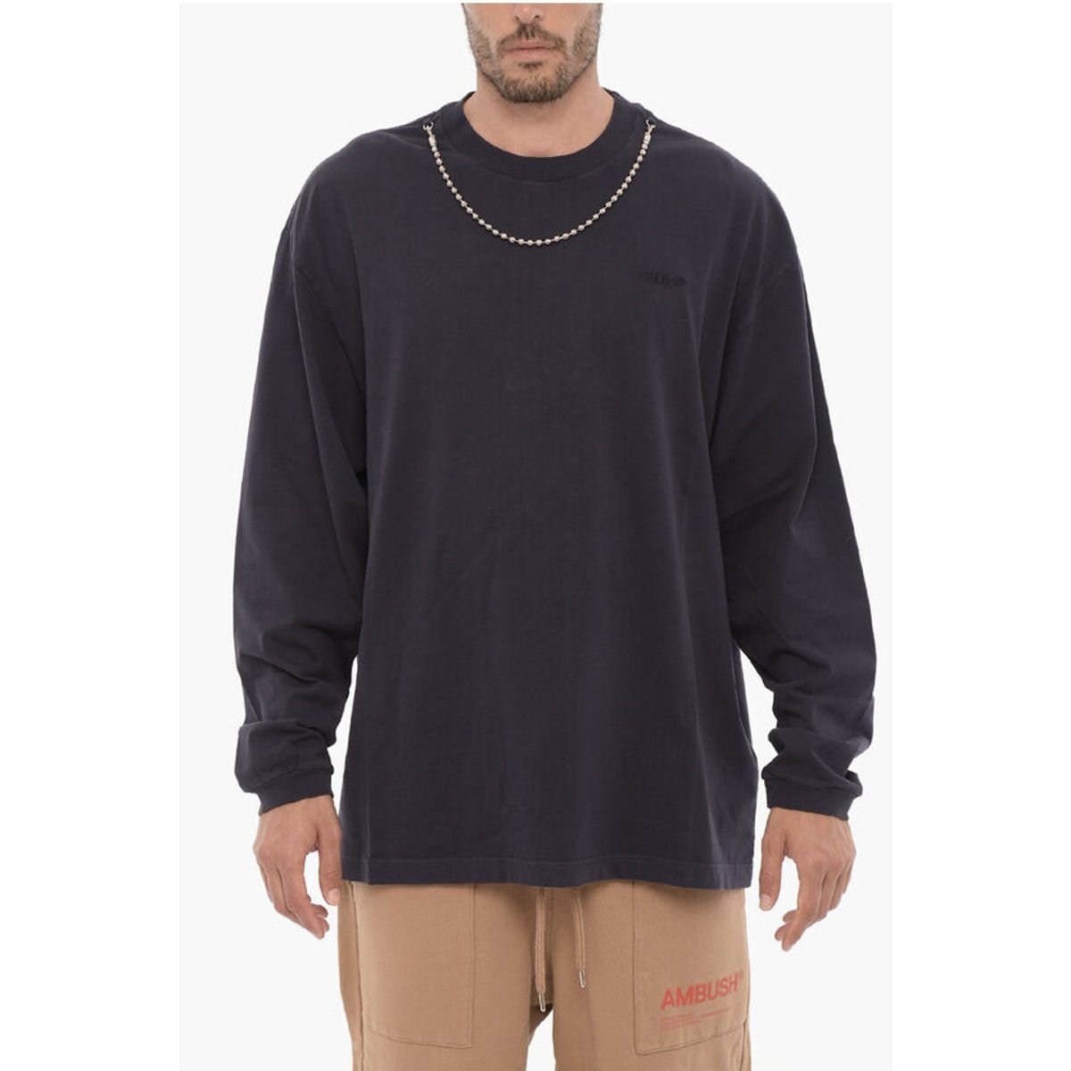 Langärmeliges Jersey-T-Shirt mit Kette