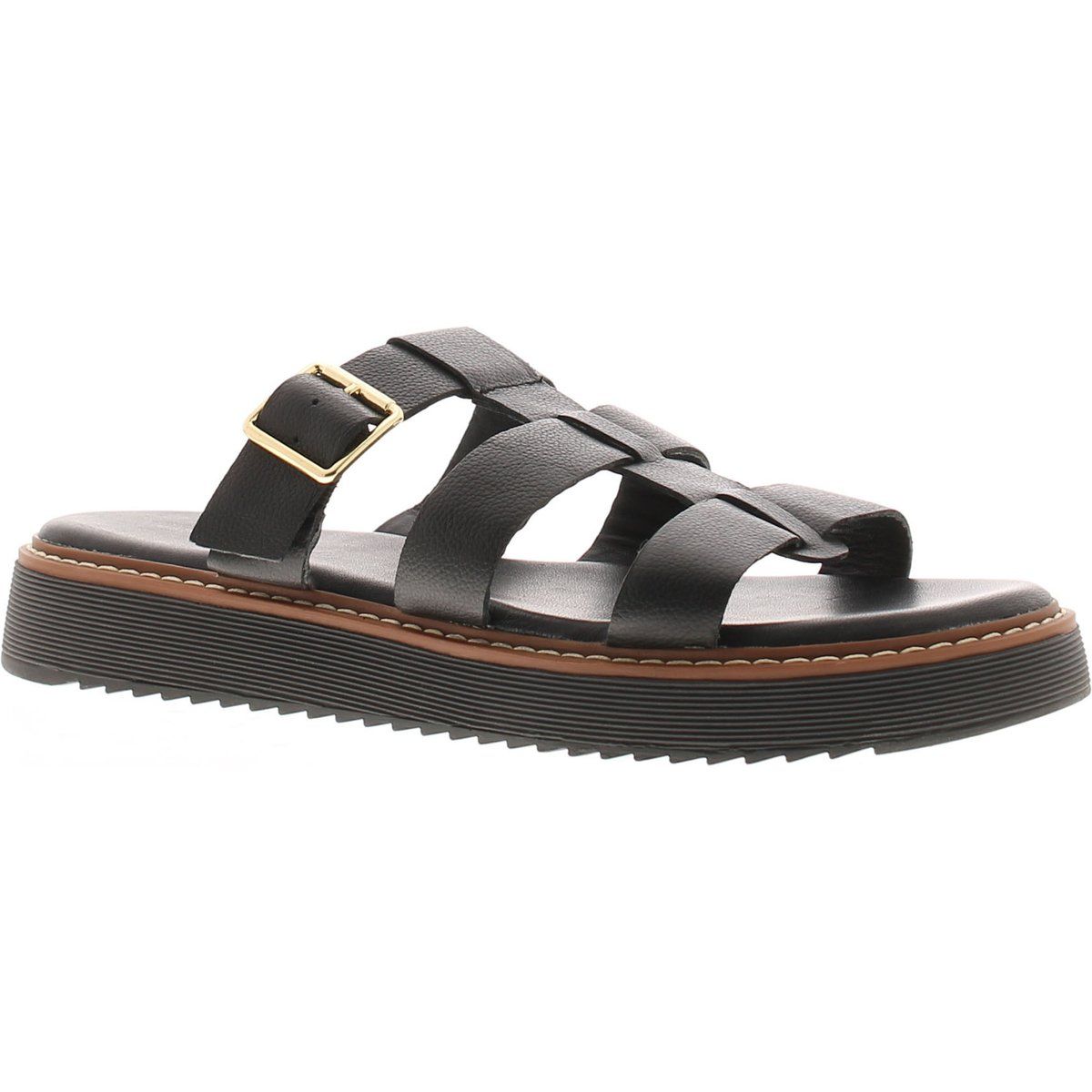 Hush Puppies Damen Sandalen Celeste Slingback Gladiator Leder Schnalle Schwarz