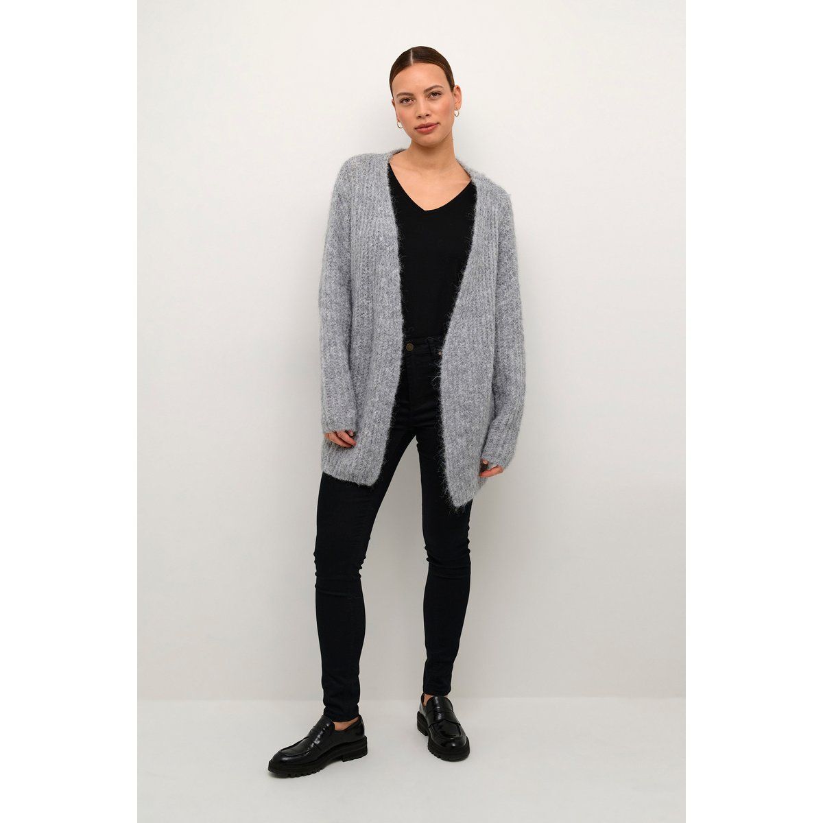 Oversize Strickjacke in Hellgrau