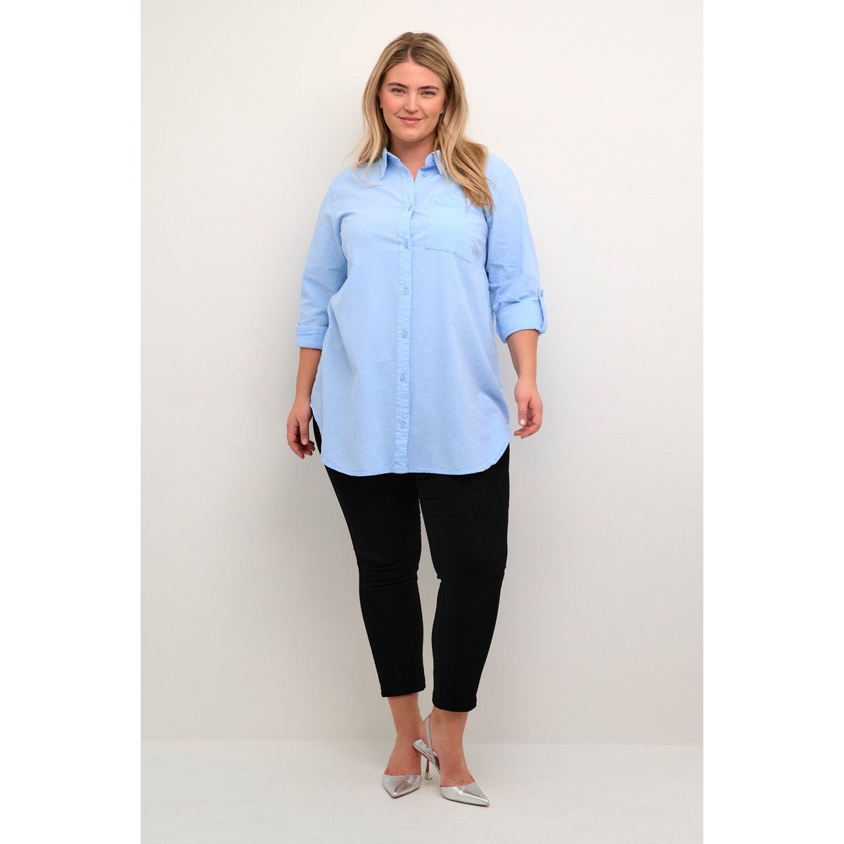 Locker sitzende Baumwoll-Tunika Bluse