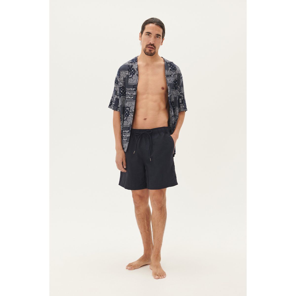 Marineblaue Badehose mit gerader Passform
