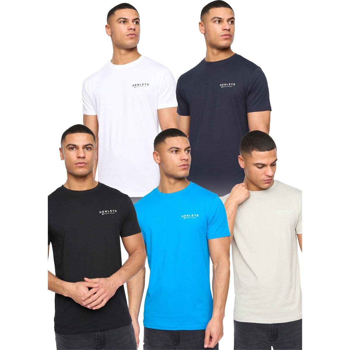 Henleys - "Henycore" T-Shirt für Herren(5er-Pack) (Bunt)