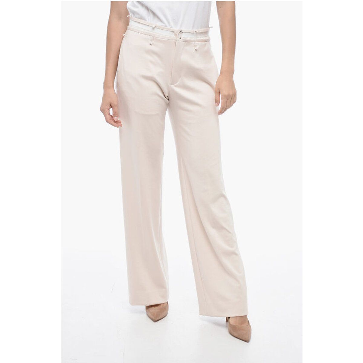 Weite Hose mit Falten in Pink