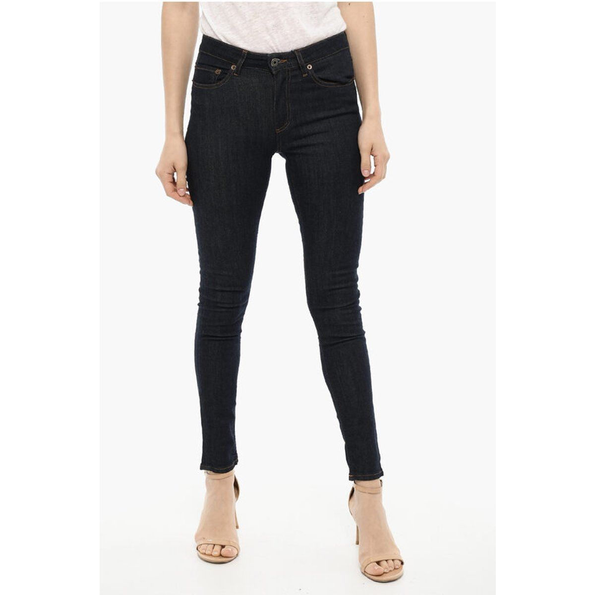Dunkel gewaschene Denim-Skinny Jeans