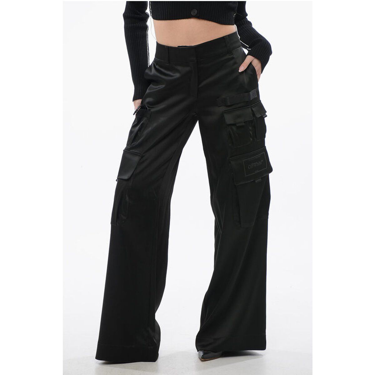 TOYBOX-Cargohose aus Satin in Schwarz