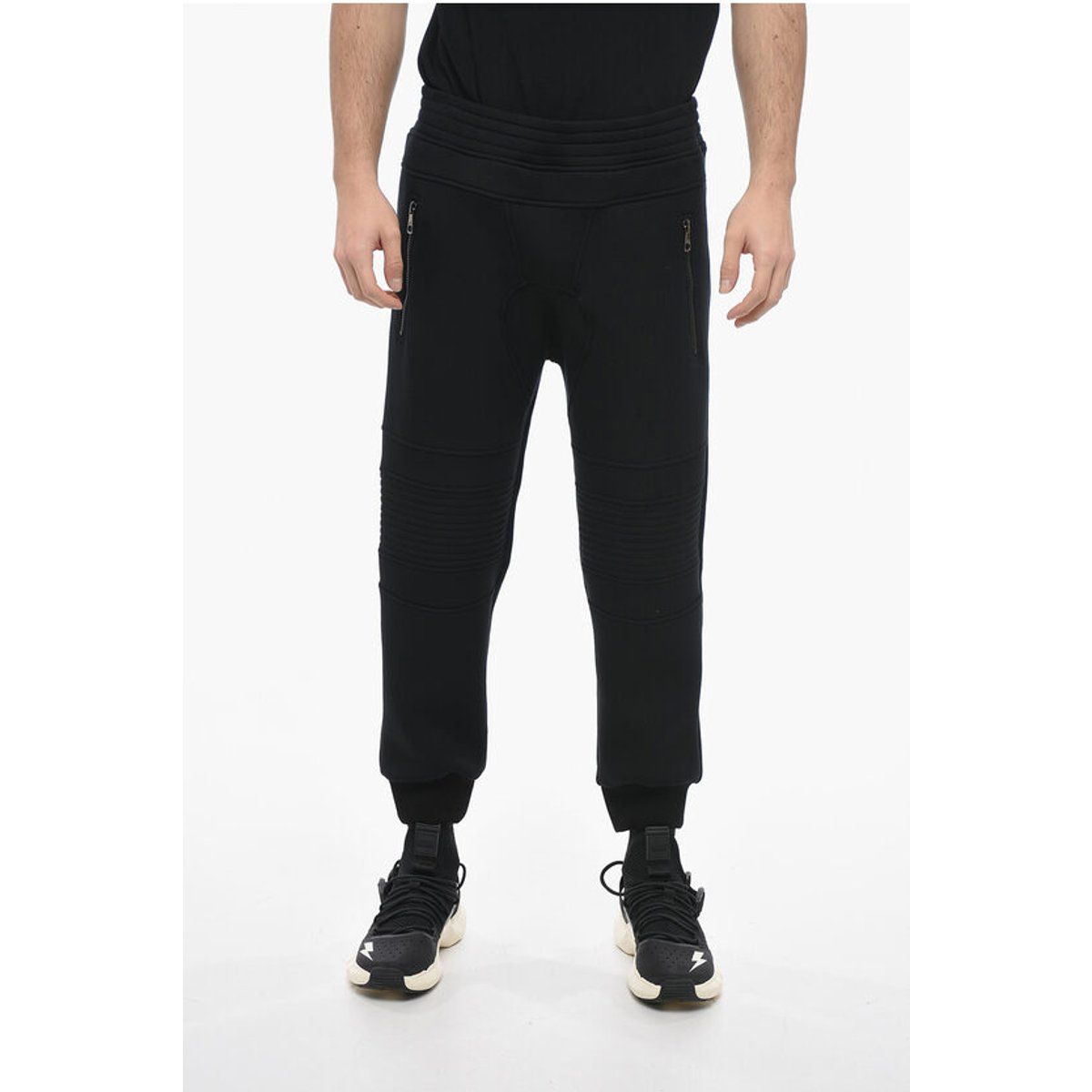 Neopren-Biker-Jogginghose mit Rippenstruktur